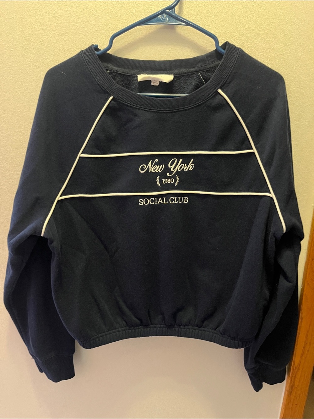 Pink Rose Navy Sweatshirt with White Piping